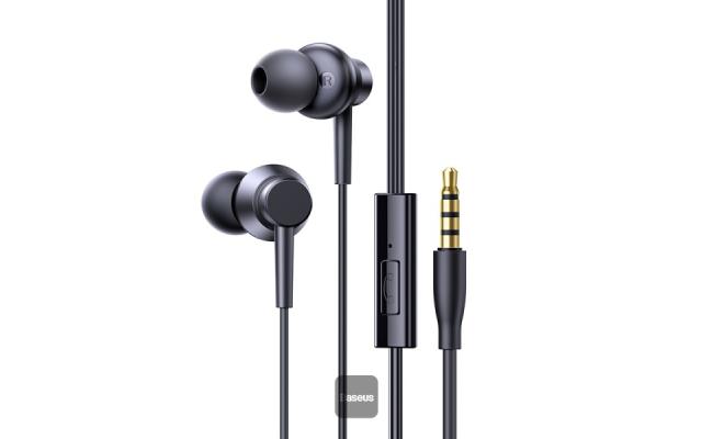 Baseus Encok HZ11 3.5mm Jack Wired Earphone, Universal Headset In-Ear Headphone with Mic - Black